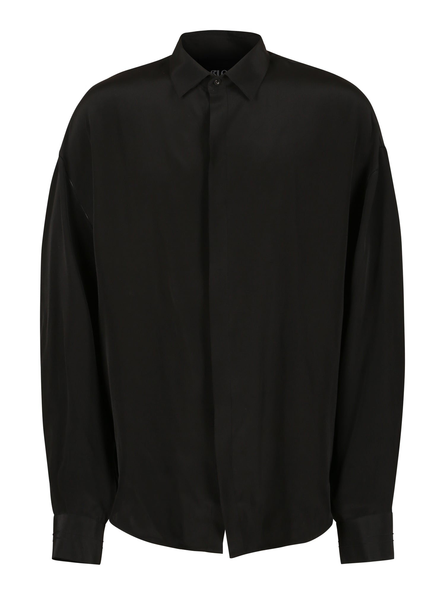 Drop shoulder black crepe shirt