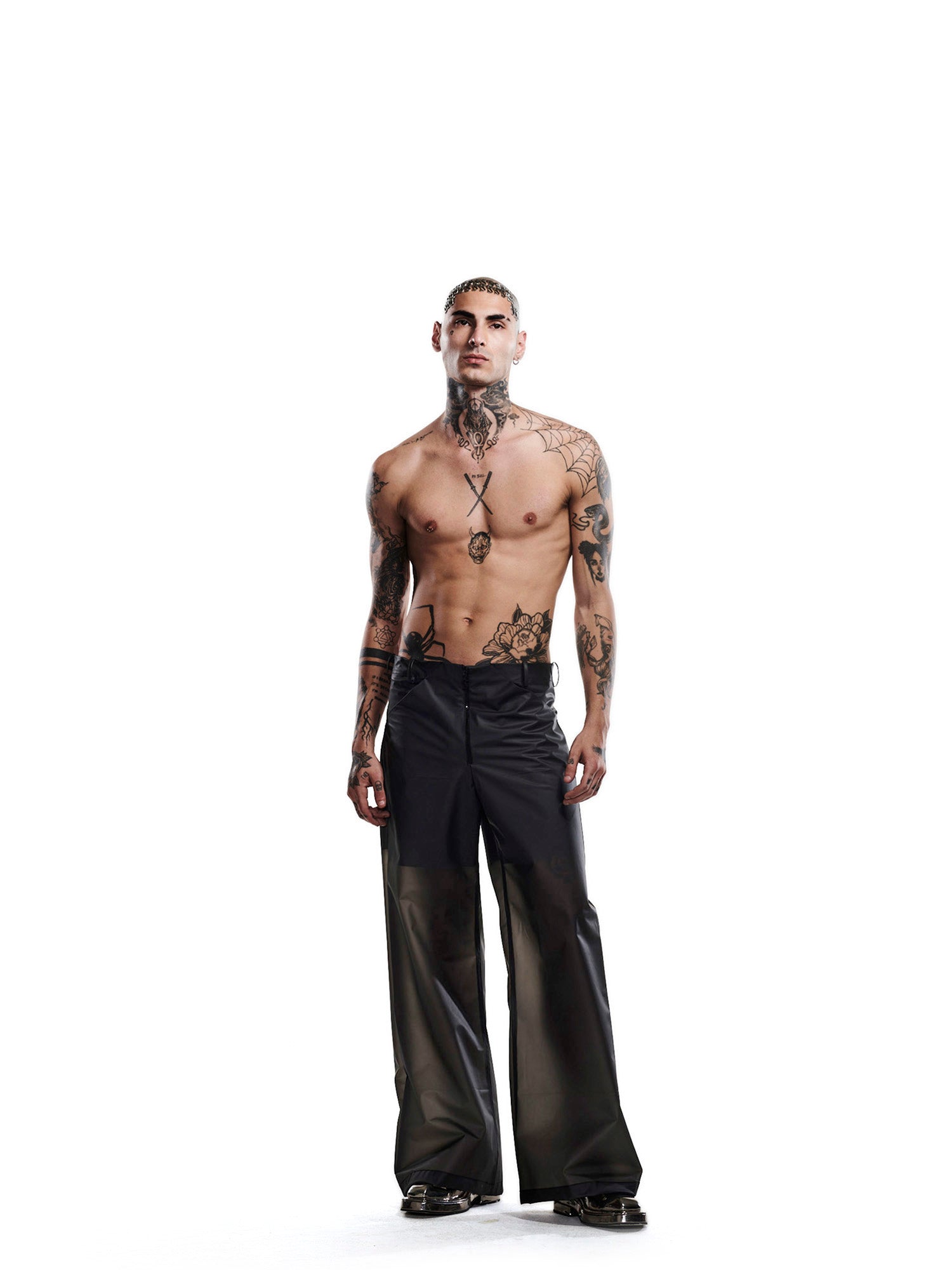 Wide hem rubber pants