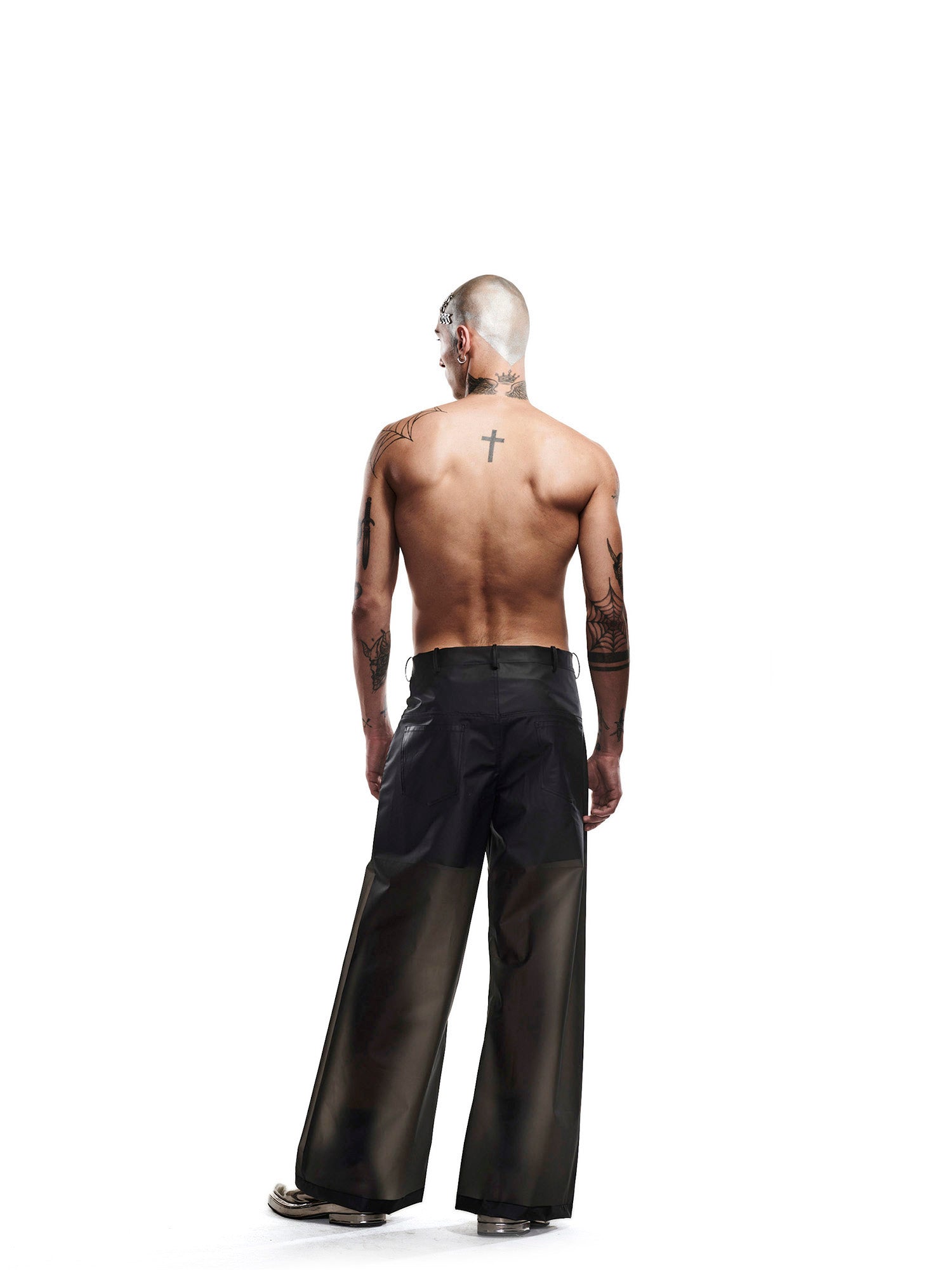 Wide hem rubber pants