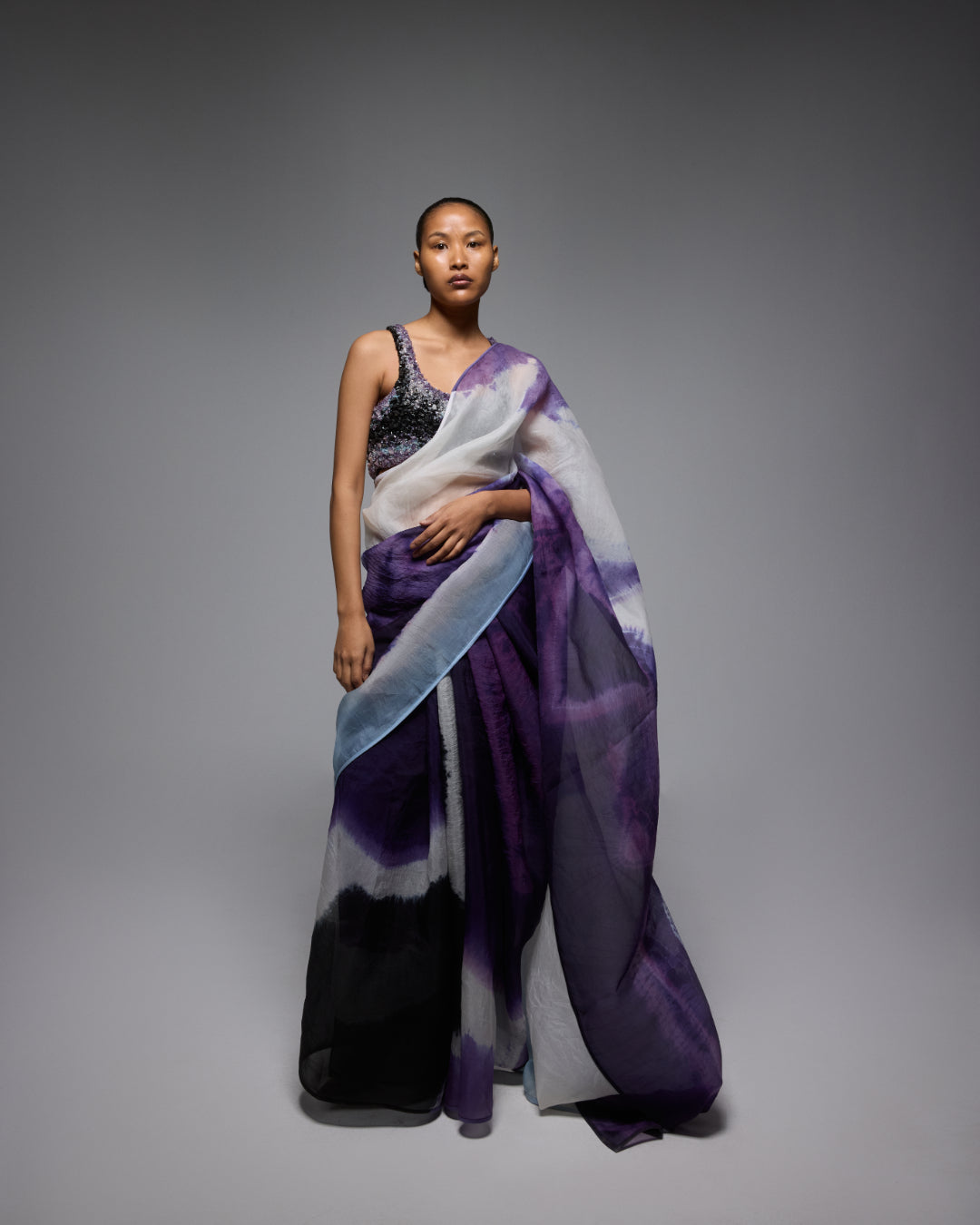 AMETHYST TIE DYE SAREE SET
