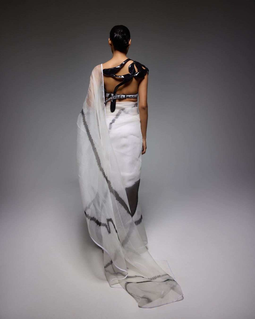 MONOCHROME TIE DYE SAREE SET