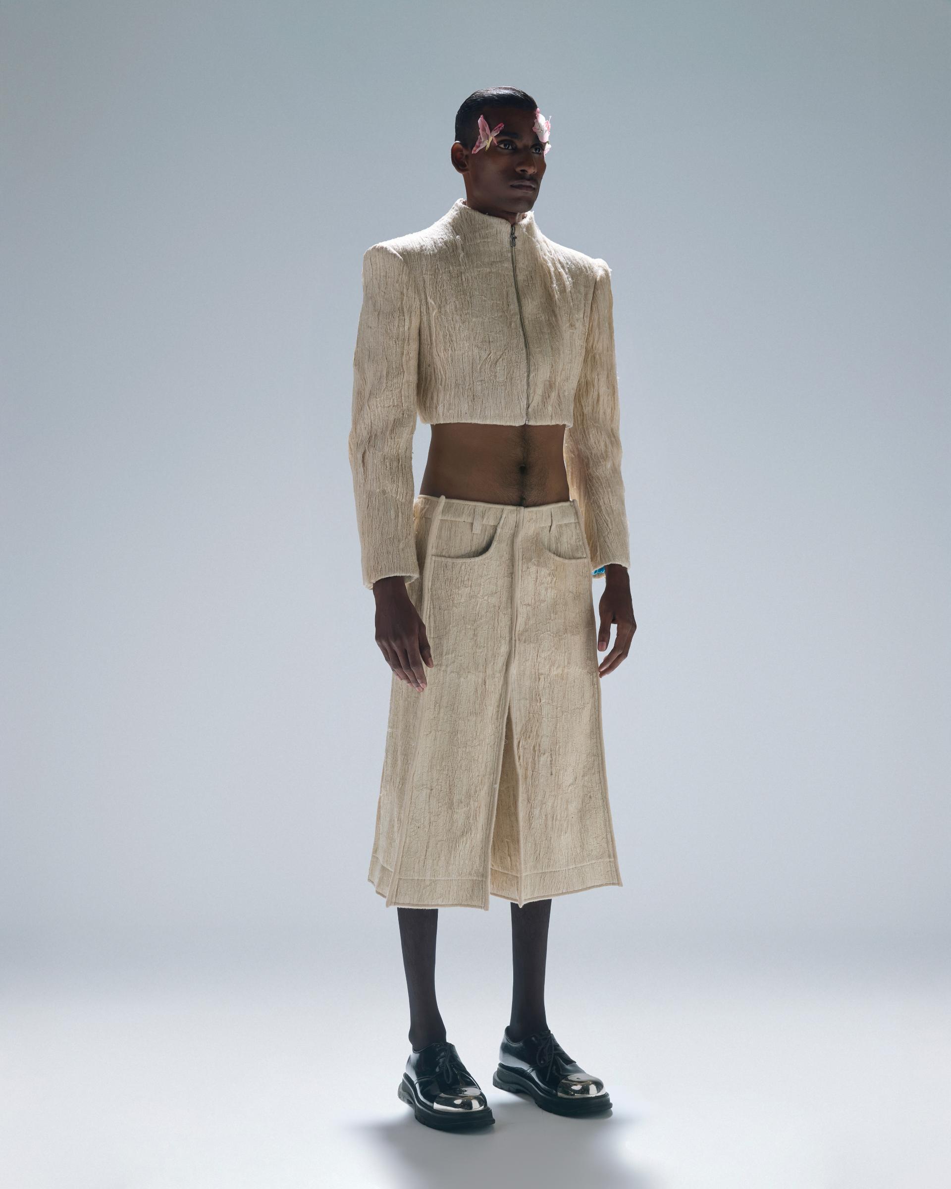 SILK FELT CROPPED JACKET