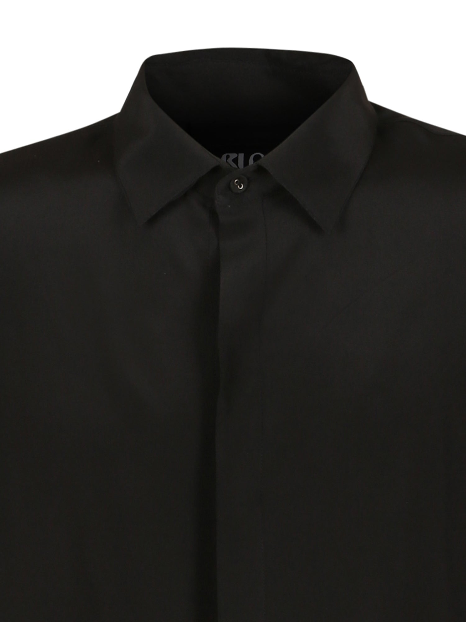 Drop shoulder black crepe shirt