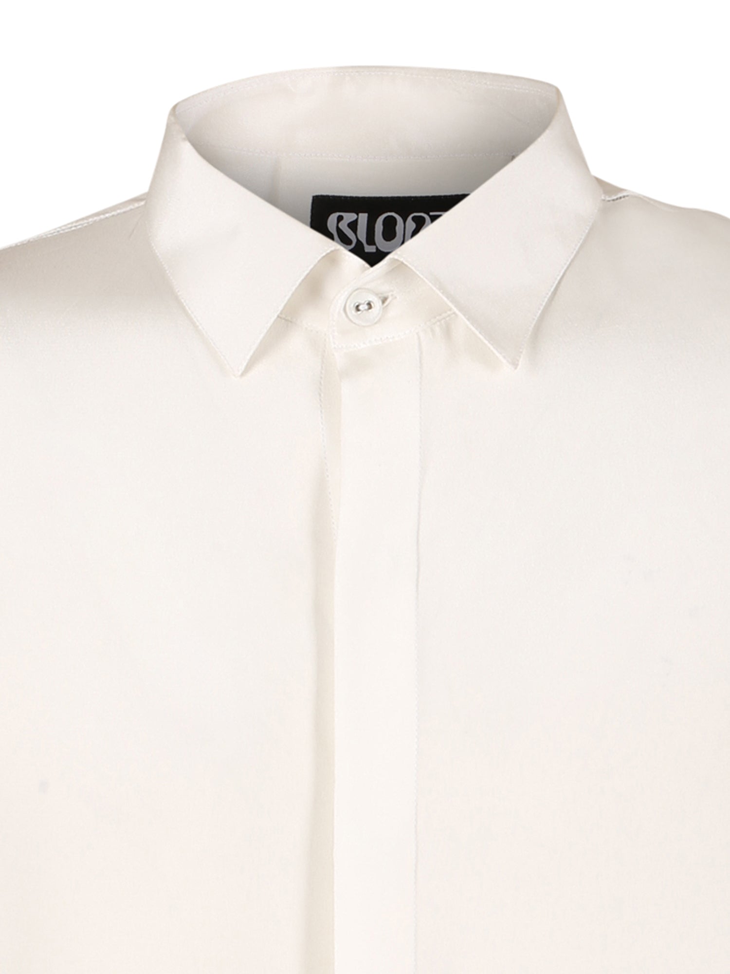 Drop shoulder white crepe shirt