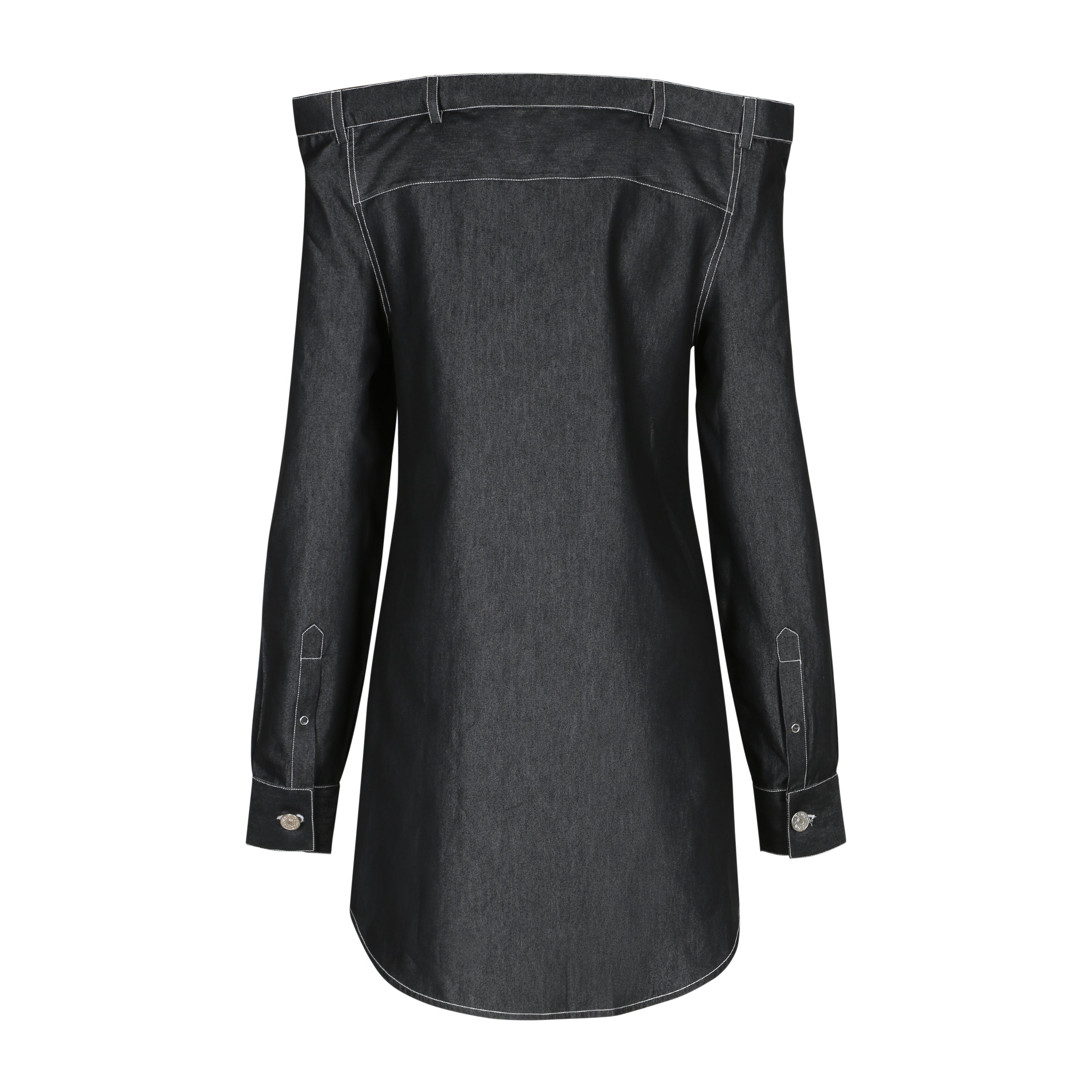 Black Denim mini straight shoulder dress