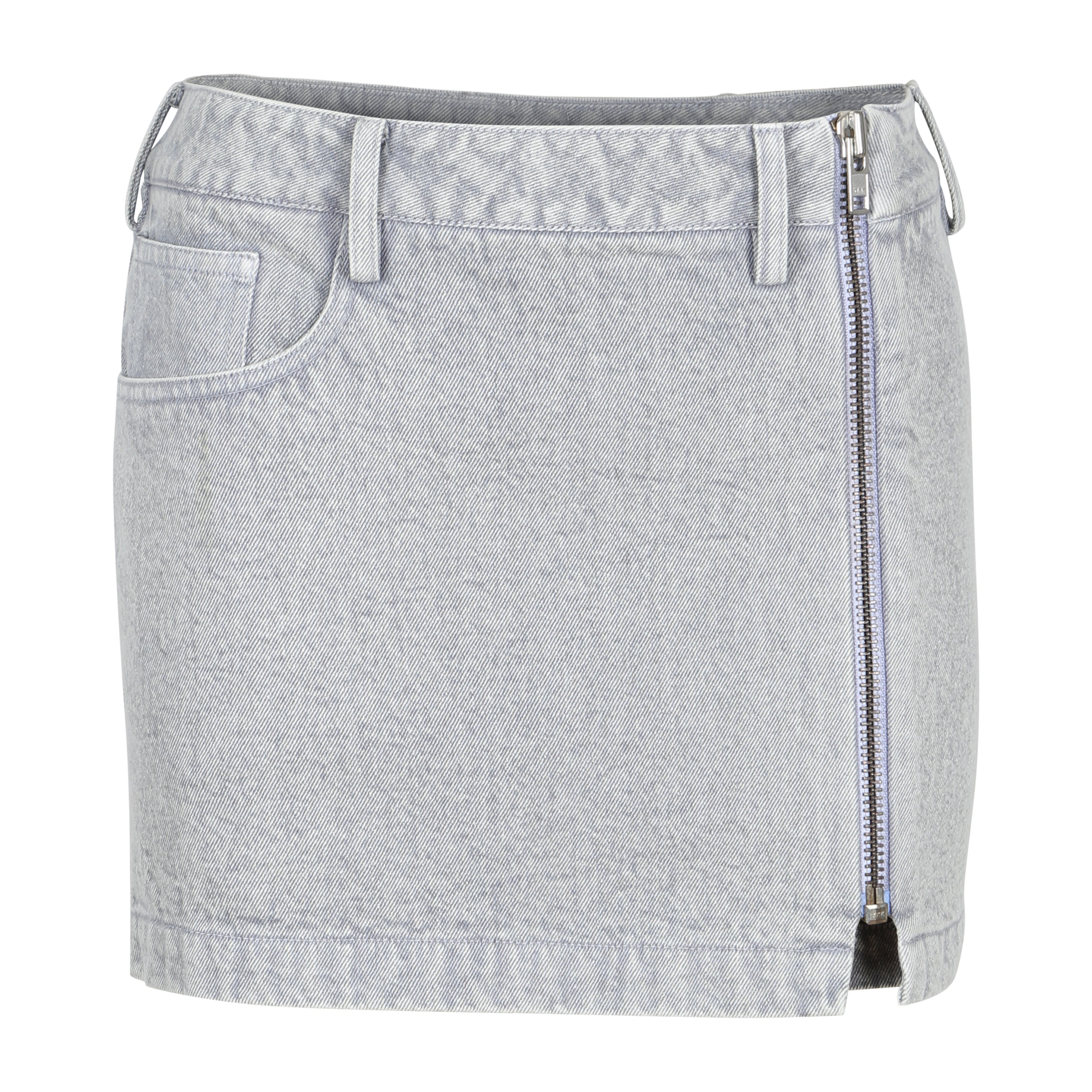 Grey denim mini skirt