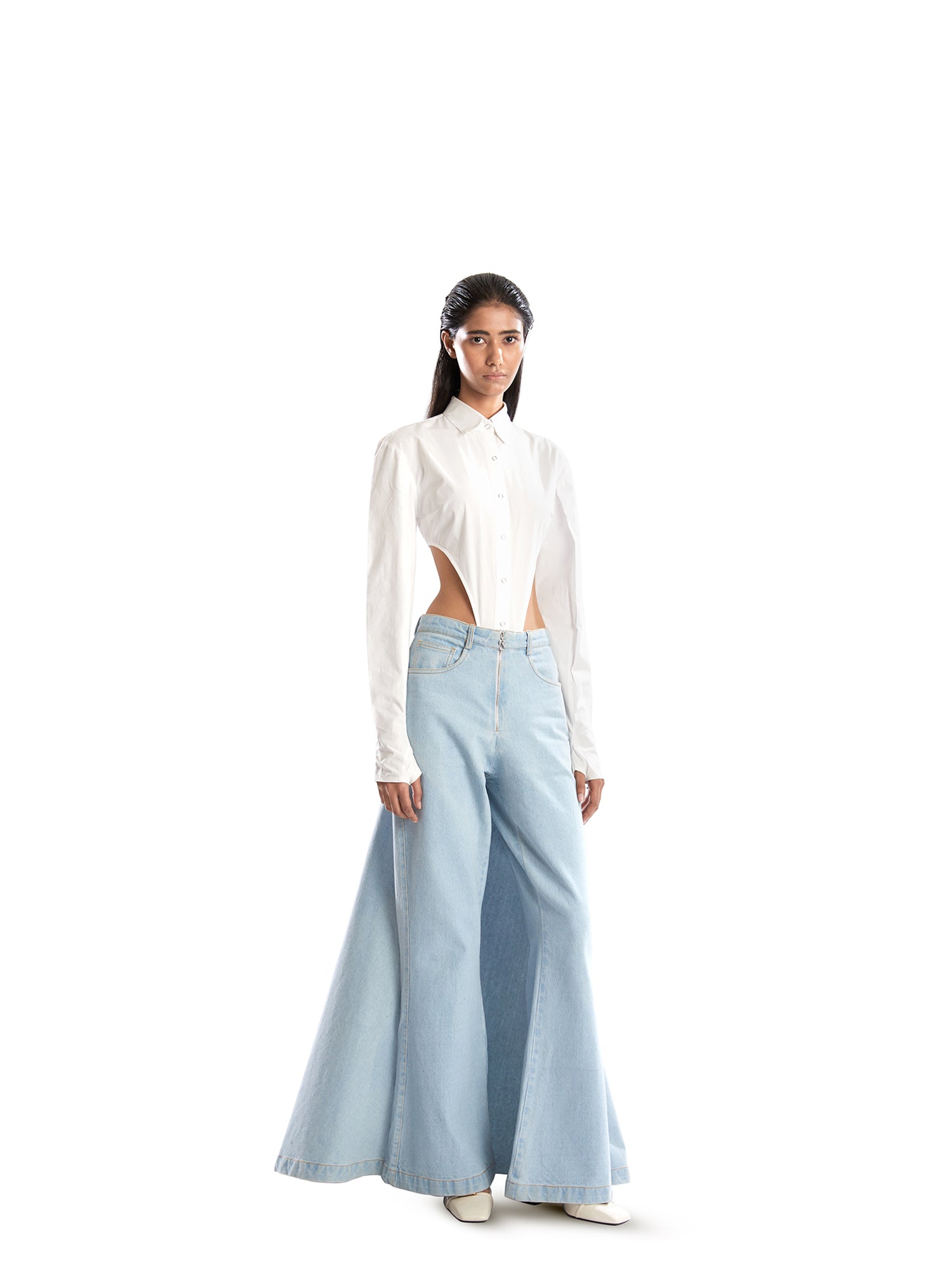 Blue denim skirt pants