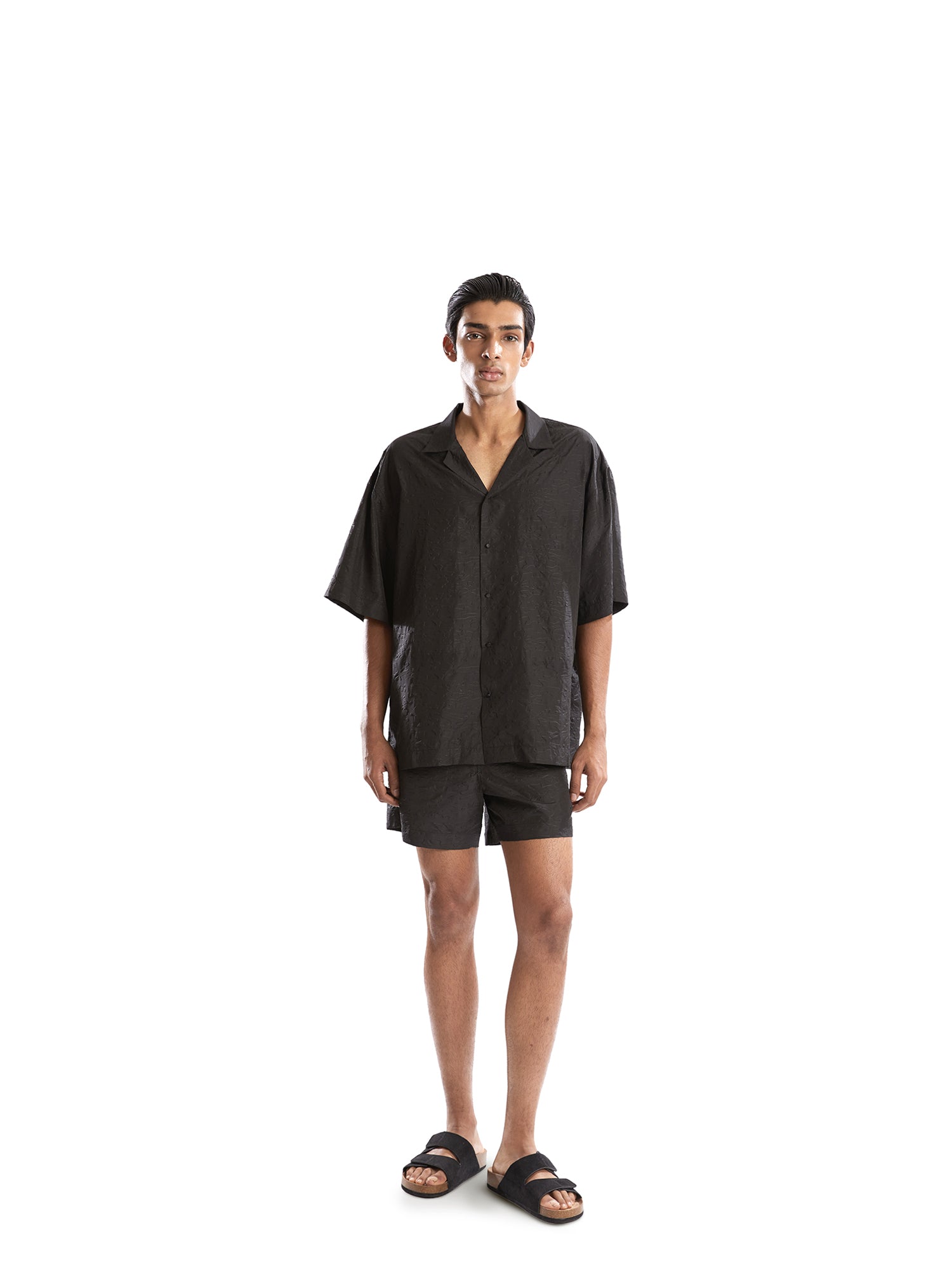 Black camp collor half sleeves shirt