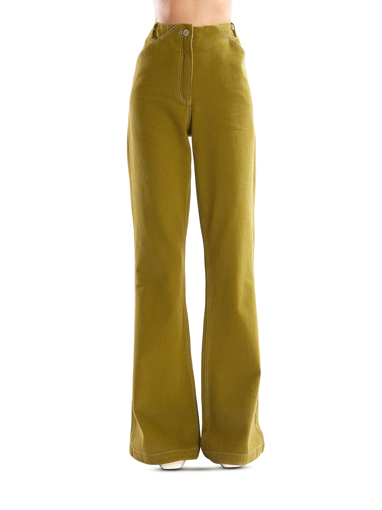 Moss green bell bottom pants