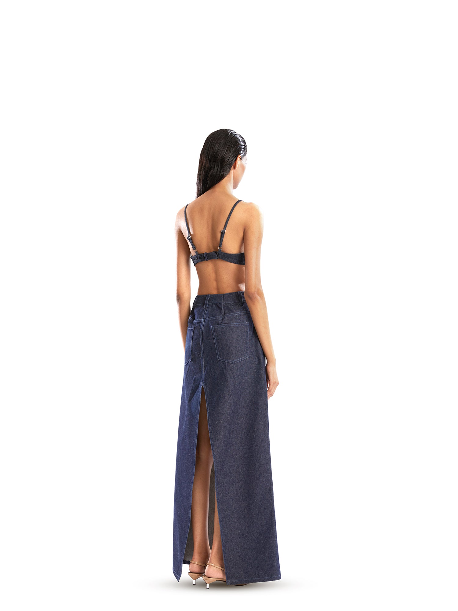 Blue denim madonna bralette
