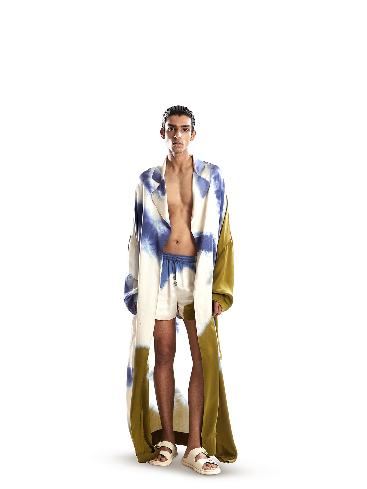 Charmeuse satin tie dye robe