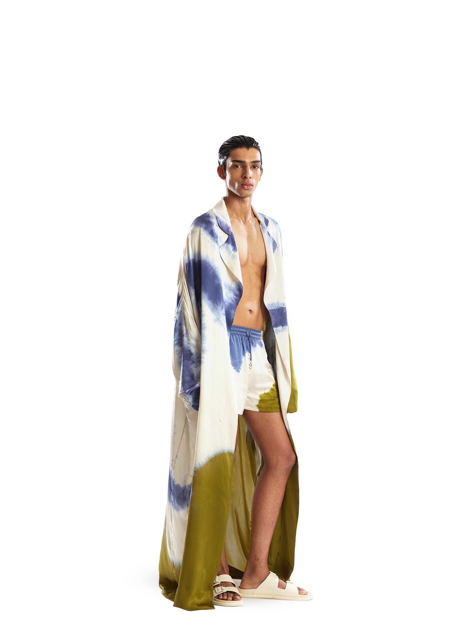 Charmeuse satin tie dye robe