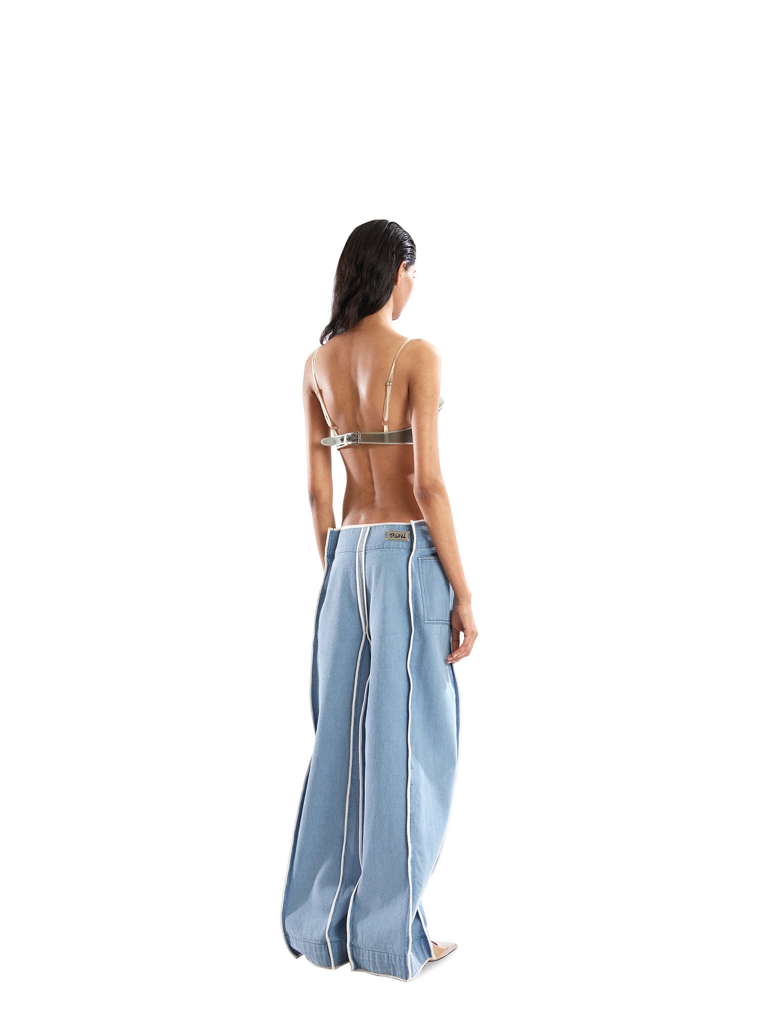 Light wash square waist denim pants