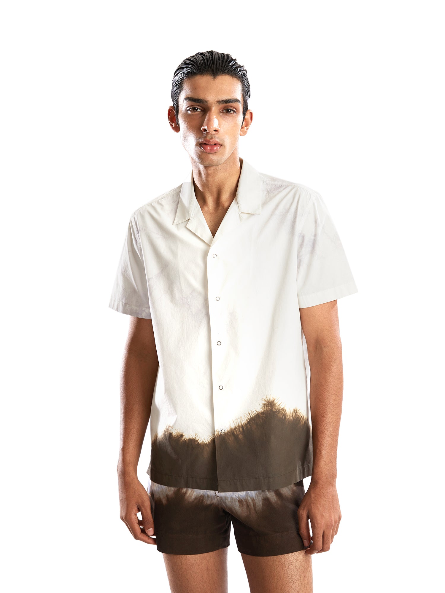 Tie & dye camp collar half sleeves shirt