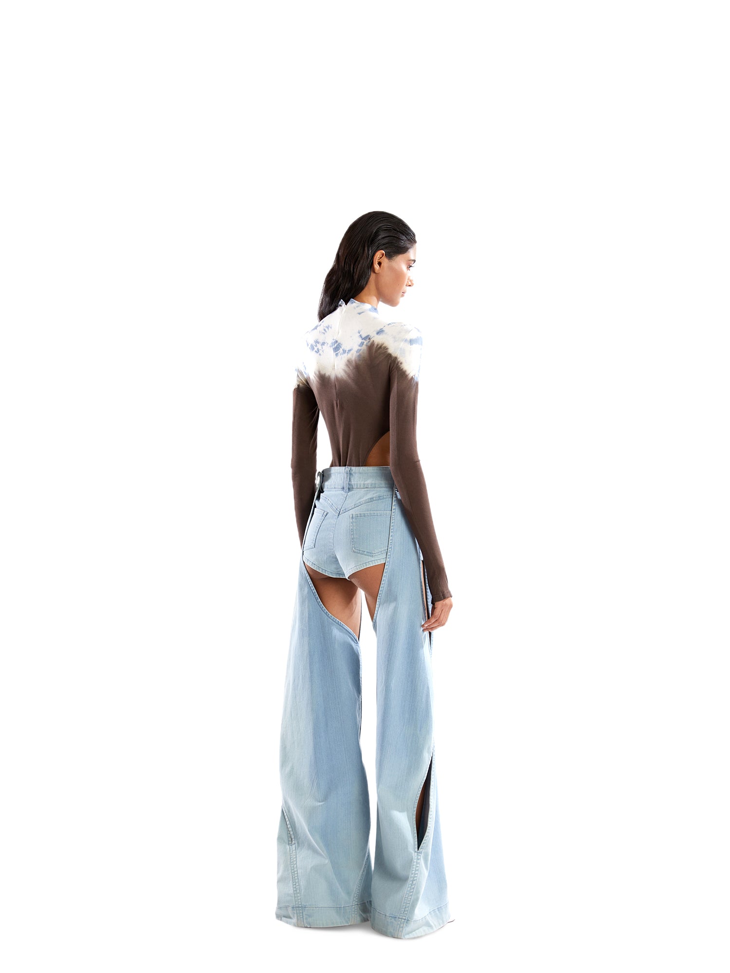 Tie-dye highcut bodysuit