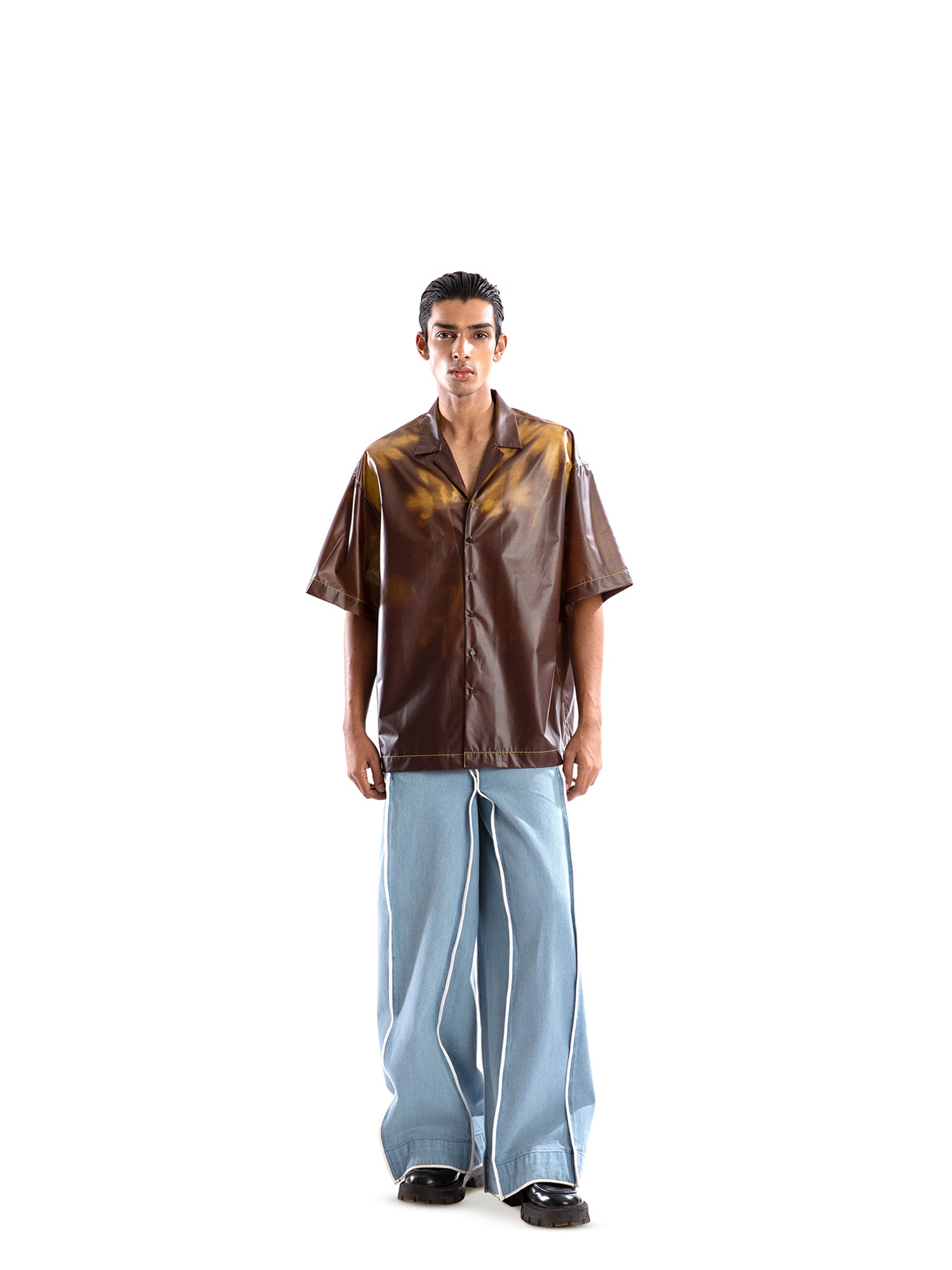 Leather Fabric Thermochromic Jeans Yellow Heat Sensitive Shirt