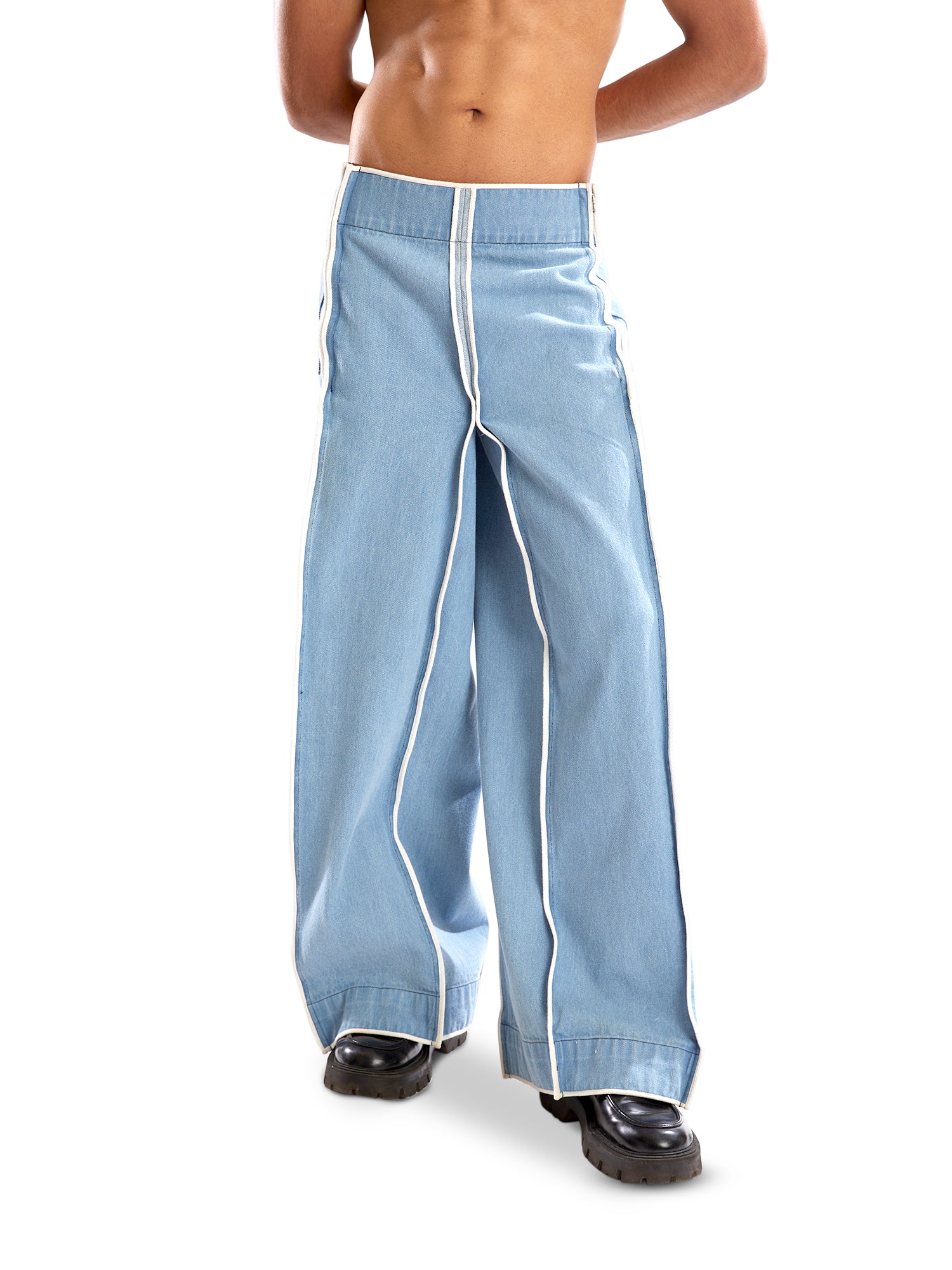 Light wash square waist denim pants