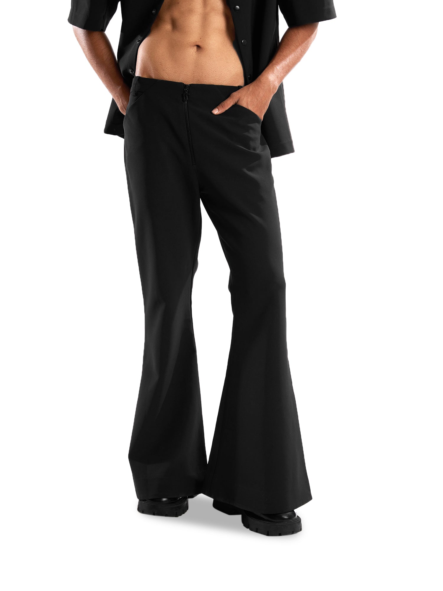 Black pet bellbottom pants