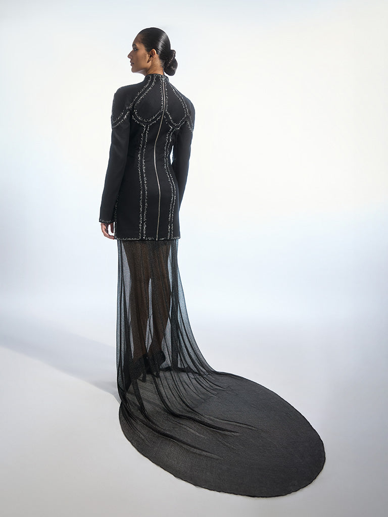 BLACK MESH GOWN