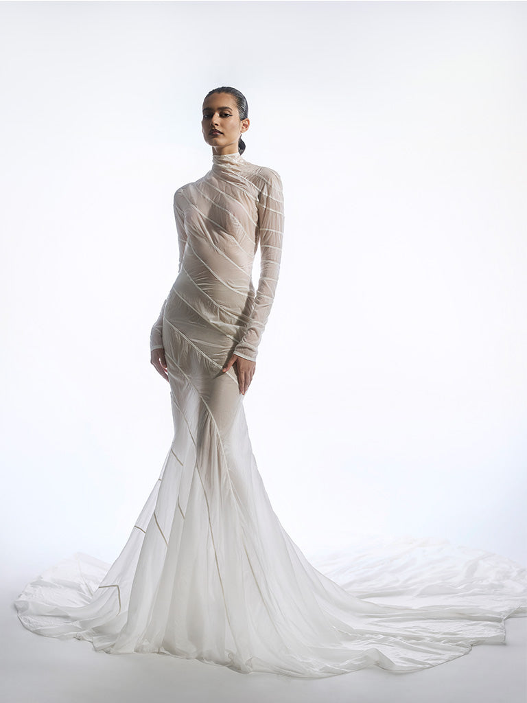 Ruched Butter & Paper Dress