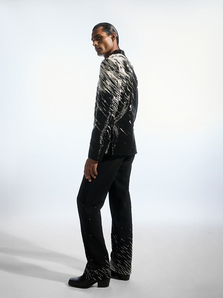 Crystal Embedded Charmeuse Silk Jacket