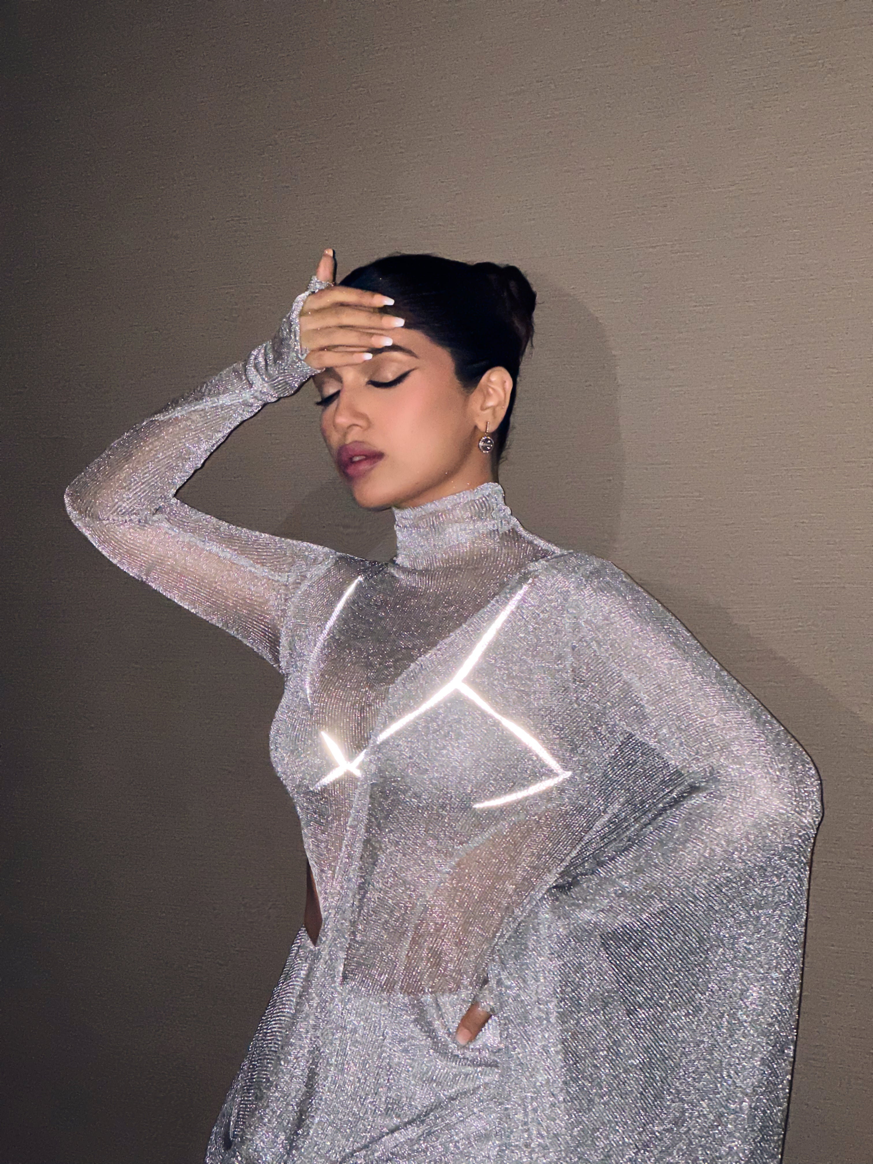 Silver Mesh Saree Set