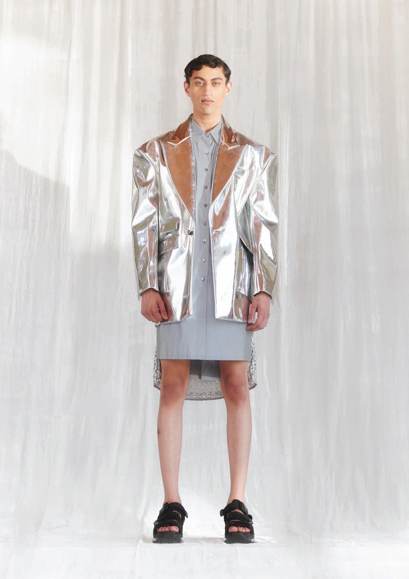 Metallic vegan leather jacket
