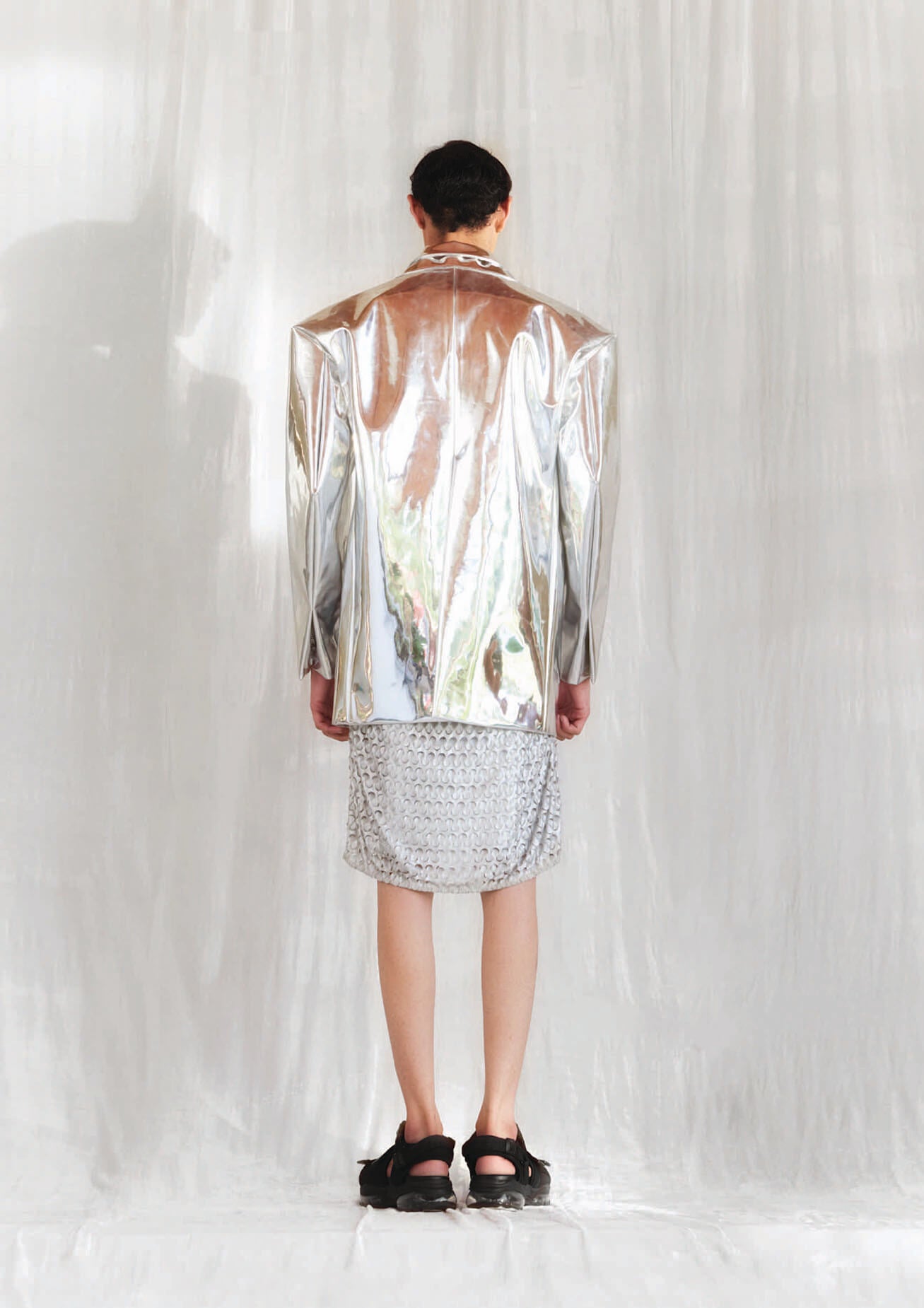 Metallic vegan leather jacket