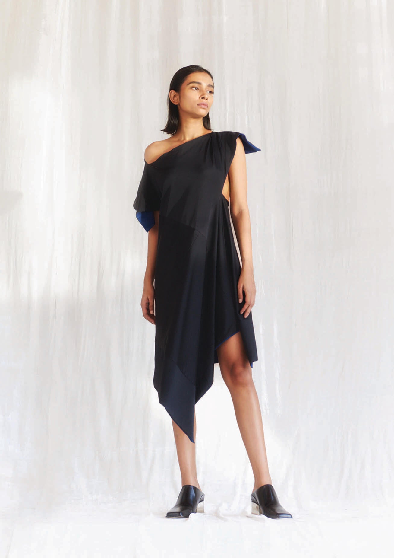 Econyl asymmetric handkerchief dress