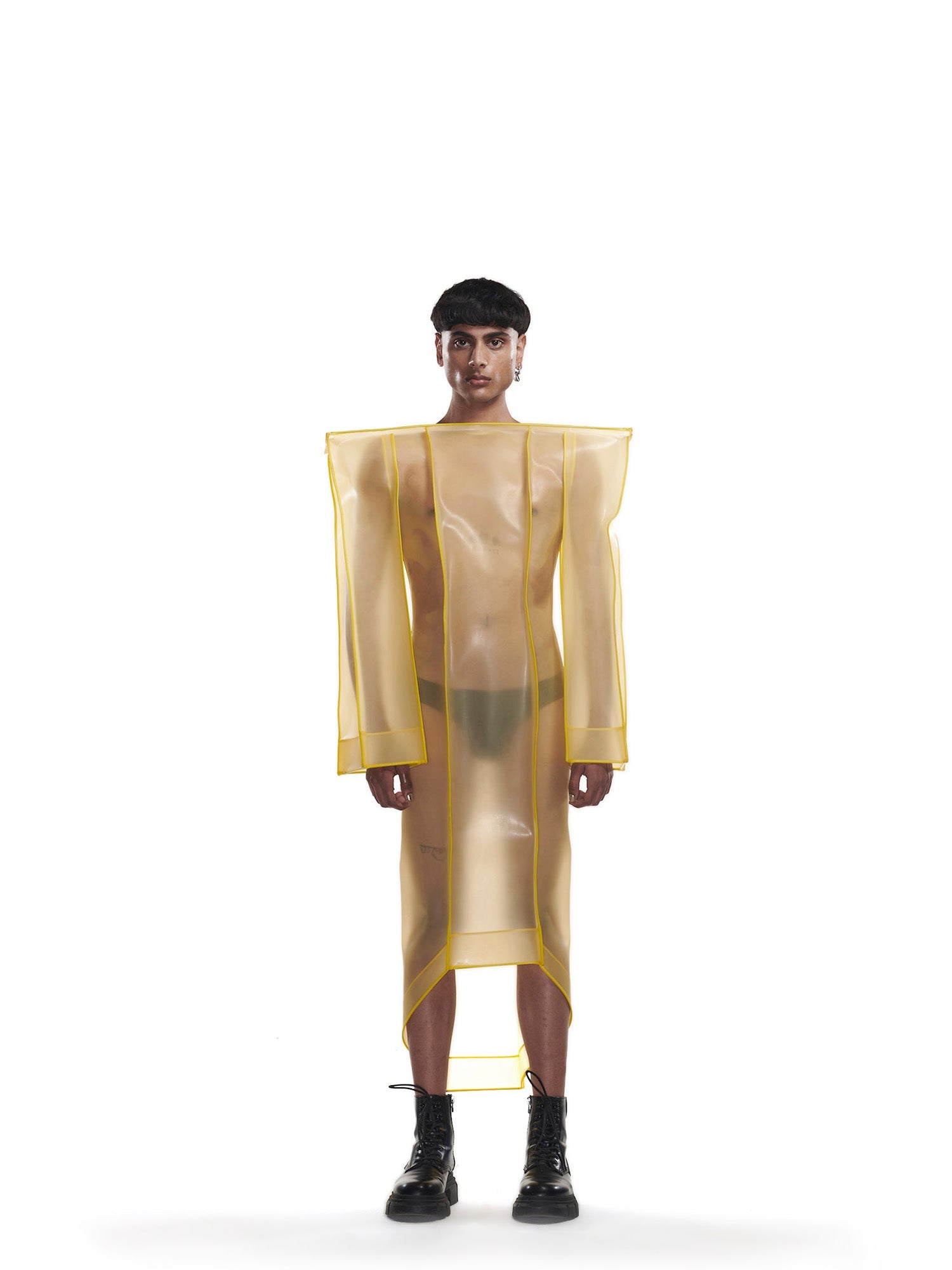 Yellow rubber sculpted dress