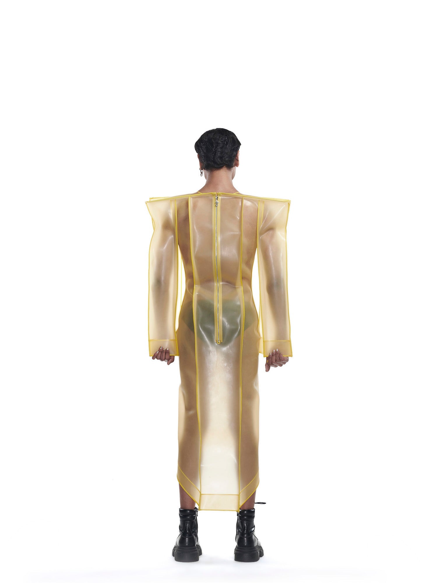 Yellow rubber sculpted dress
