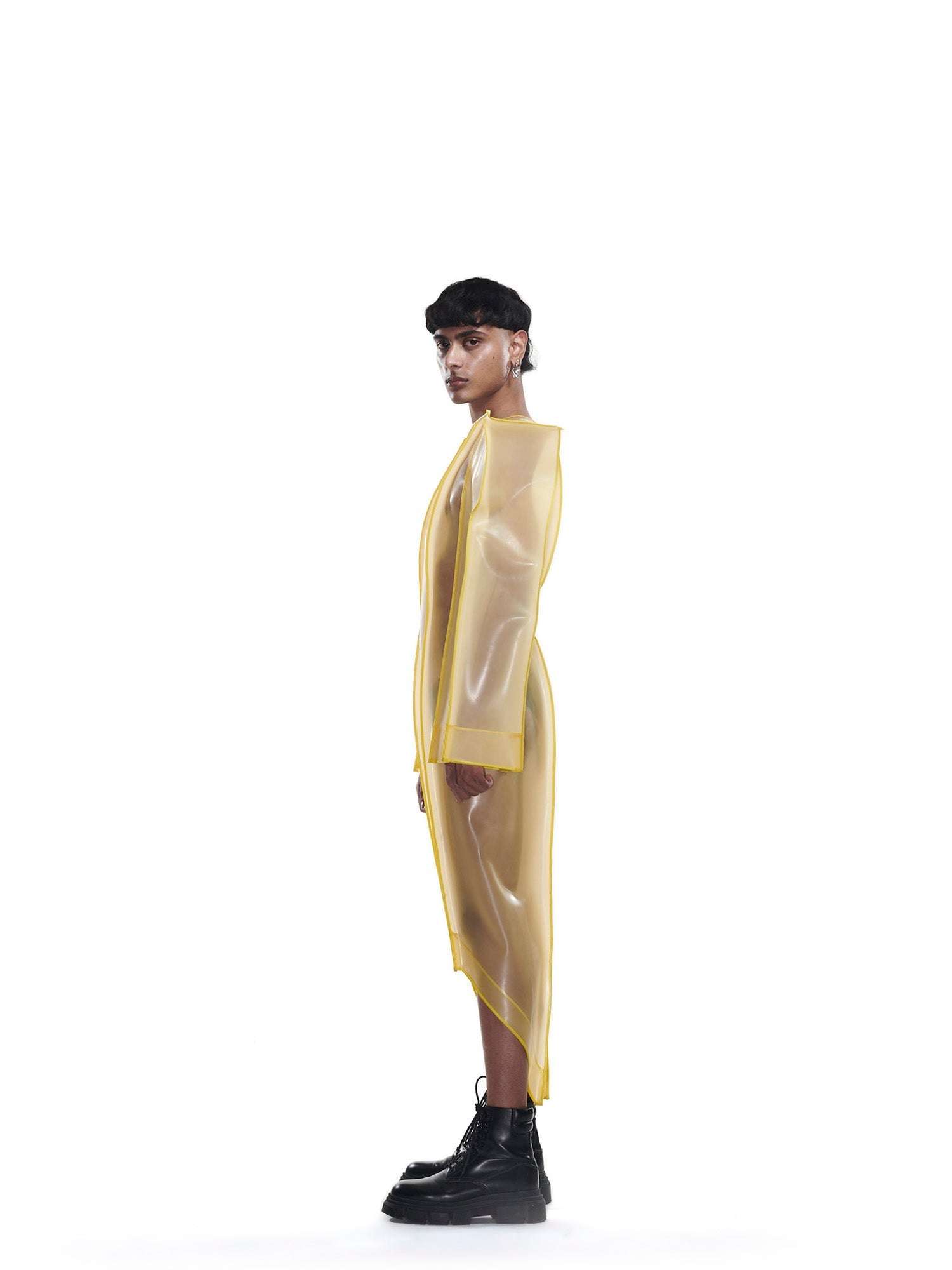 Yellow rubber sculpted dress