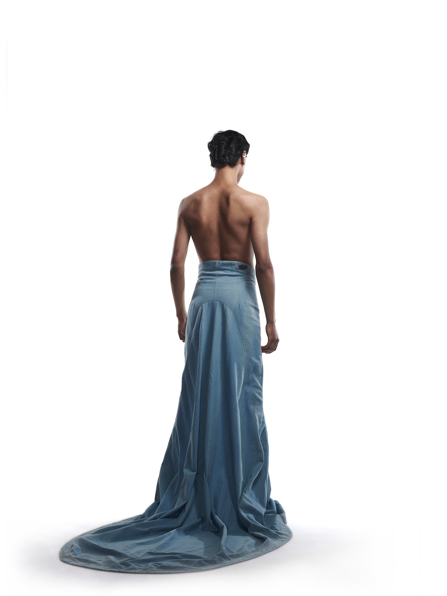 Blue denim train pants
