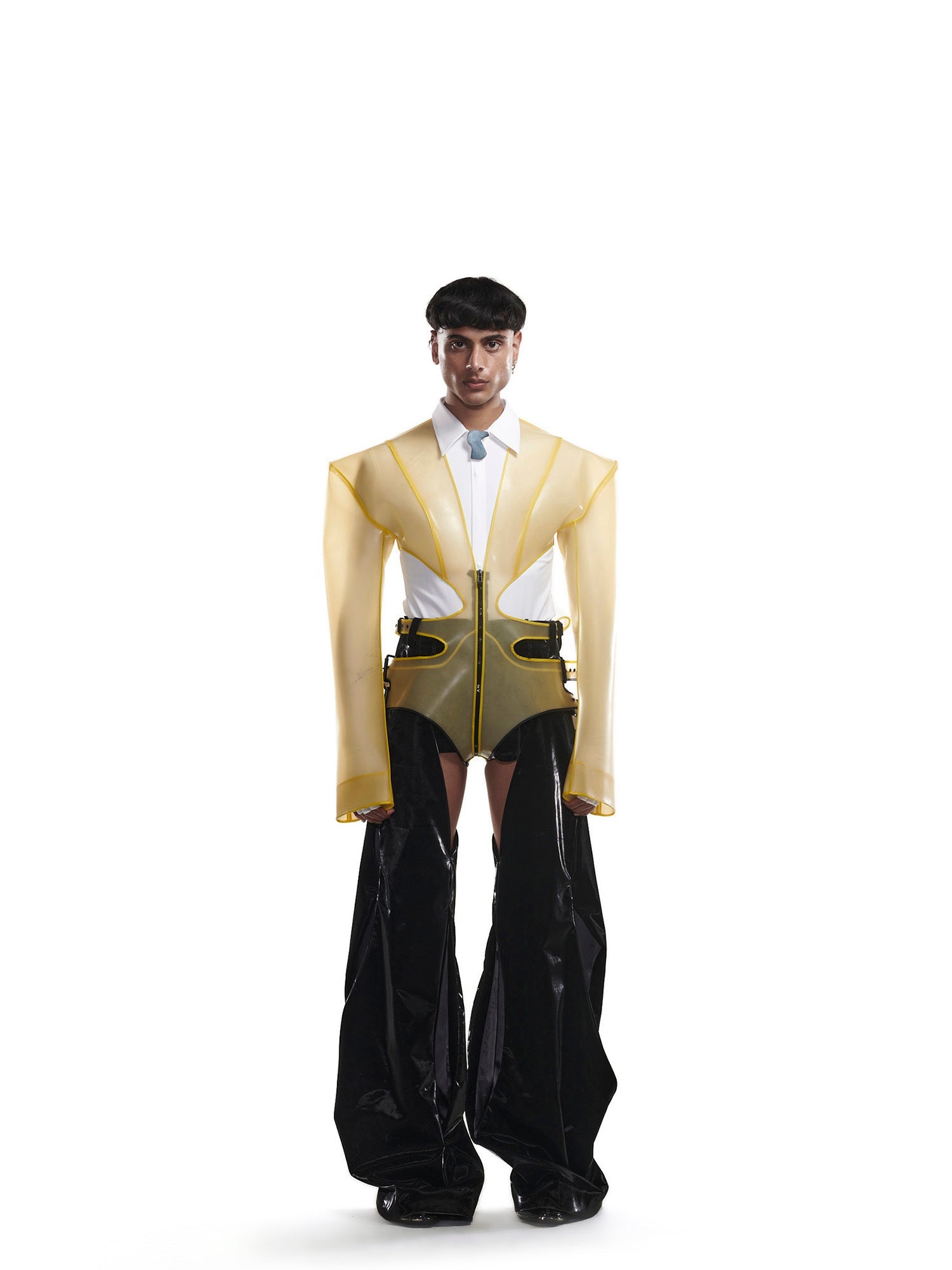 Yellow rubber leotard jacket