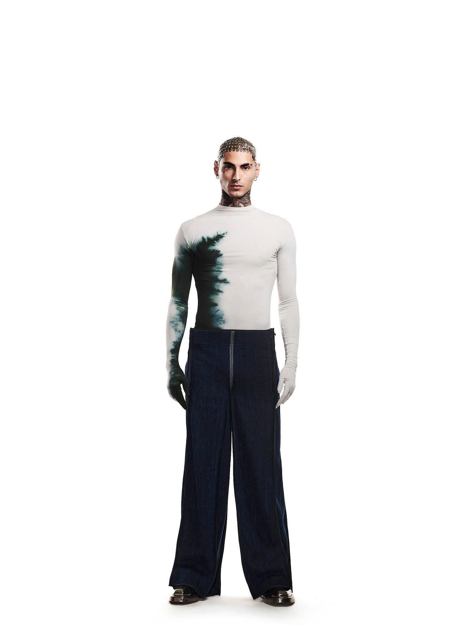 Structured denim pants