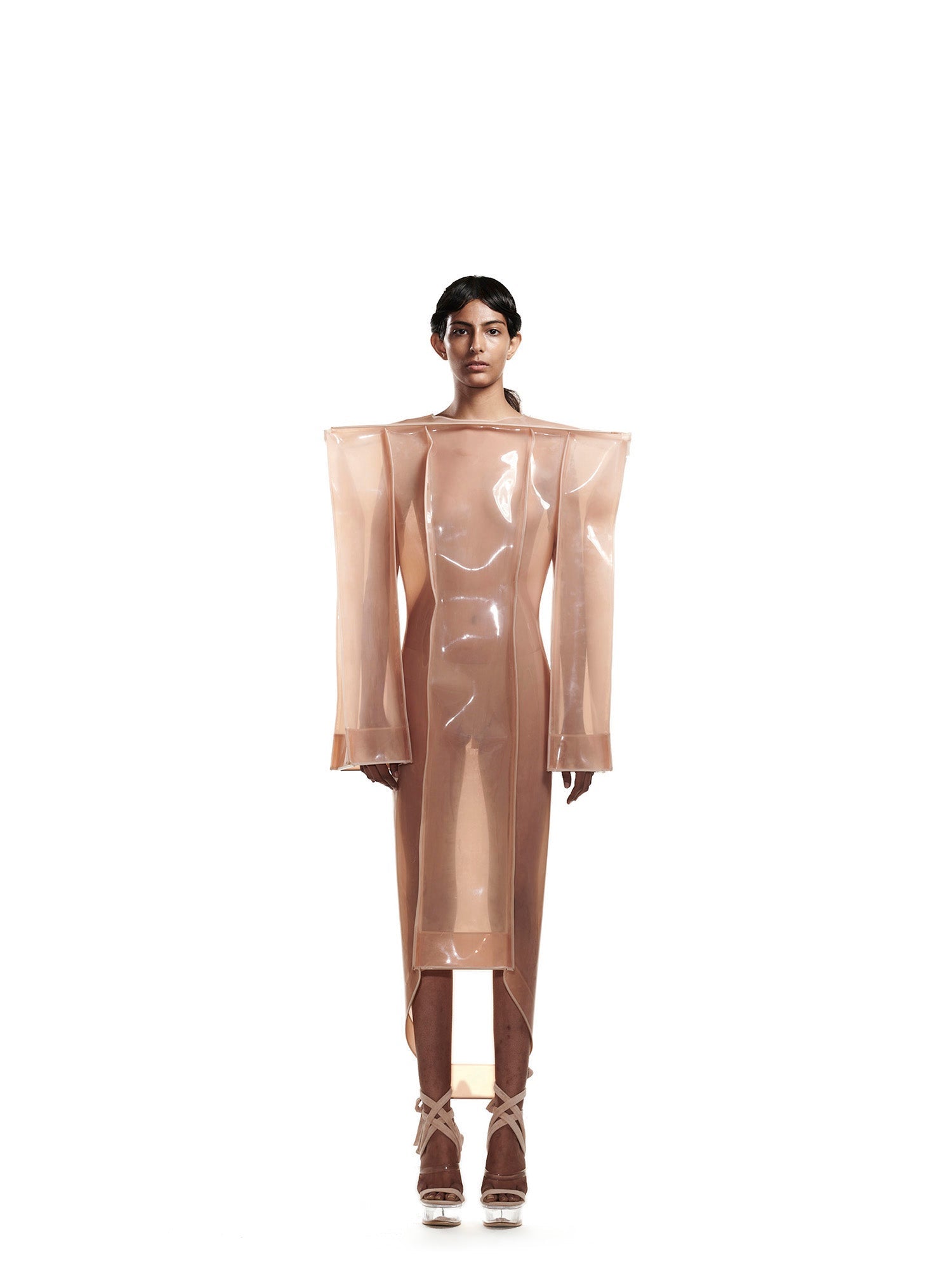 Nude rubber sculpted dress