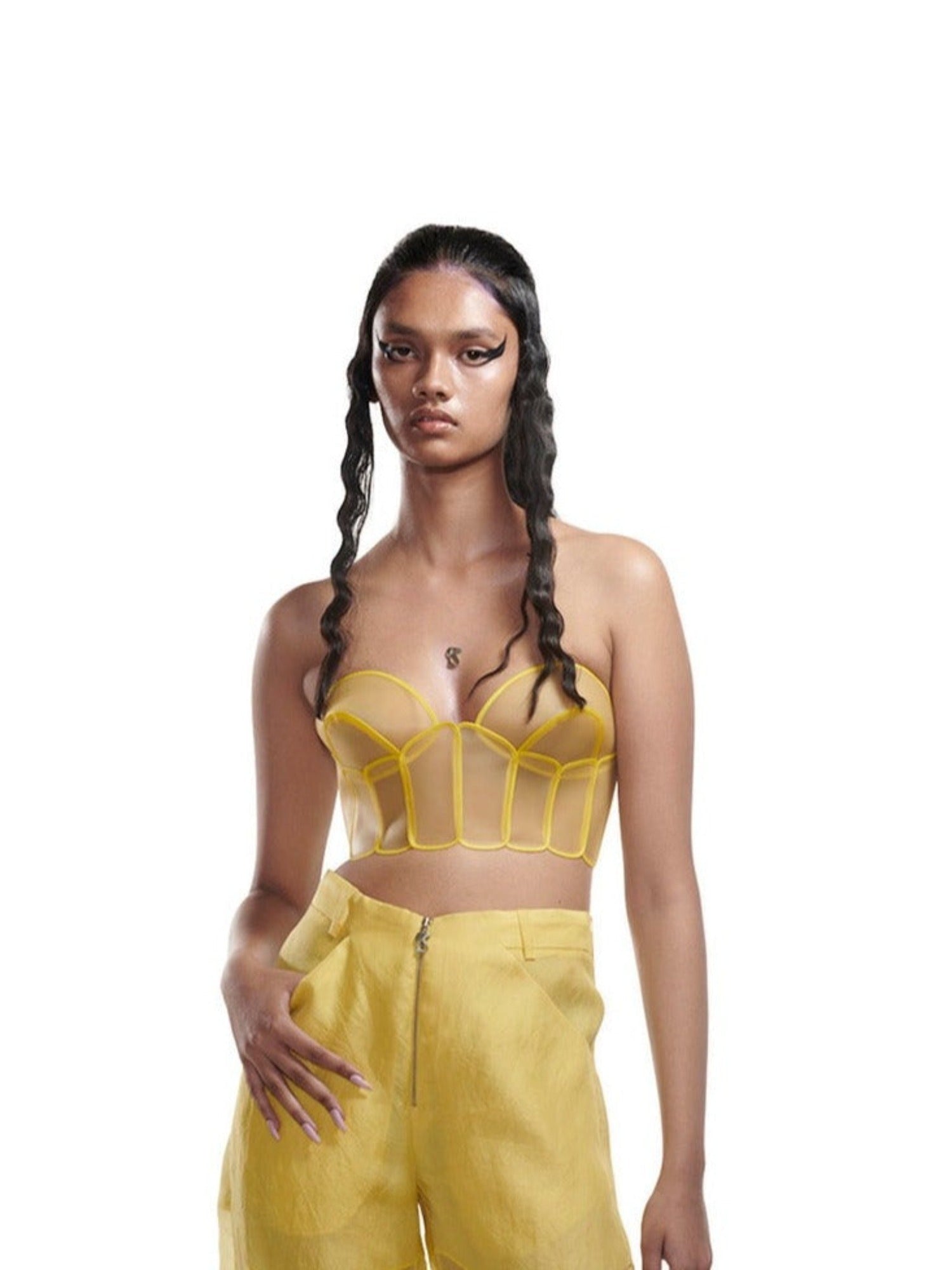 Yellow rubber paneled bralette