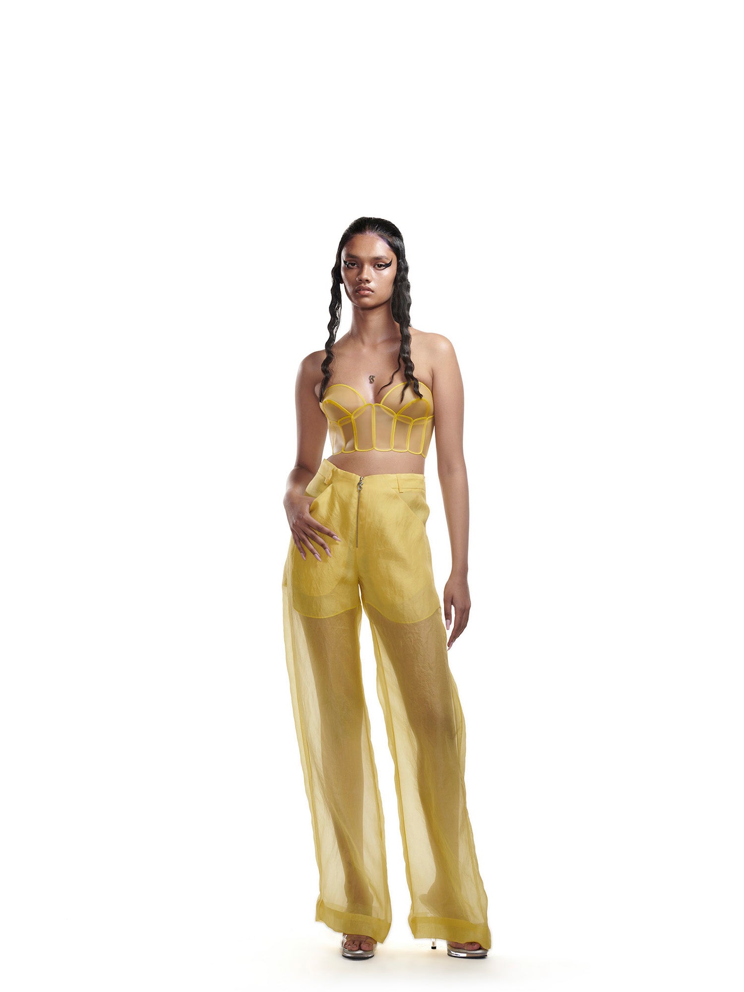 Yellow organza pants