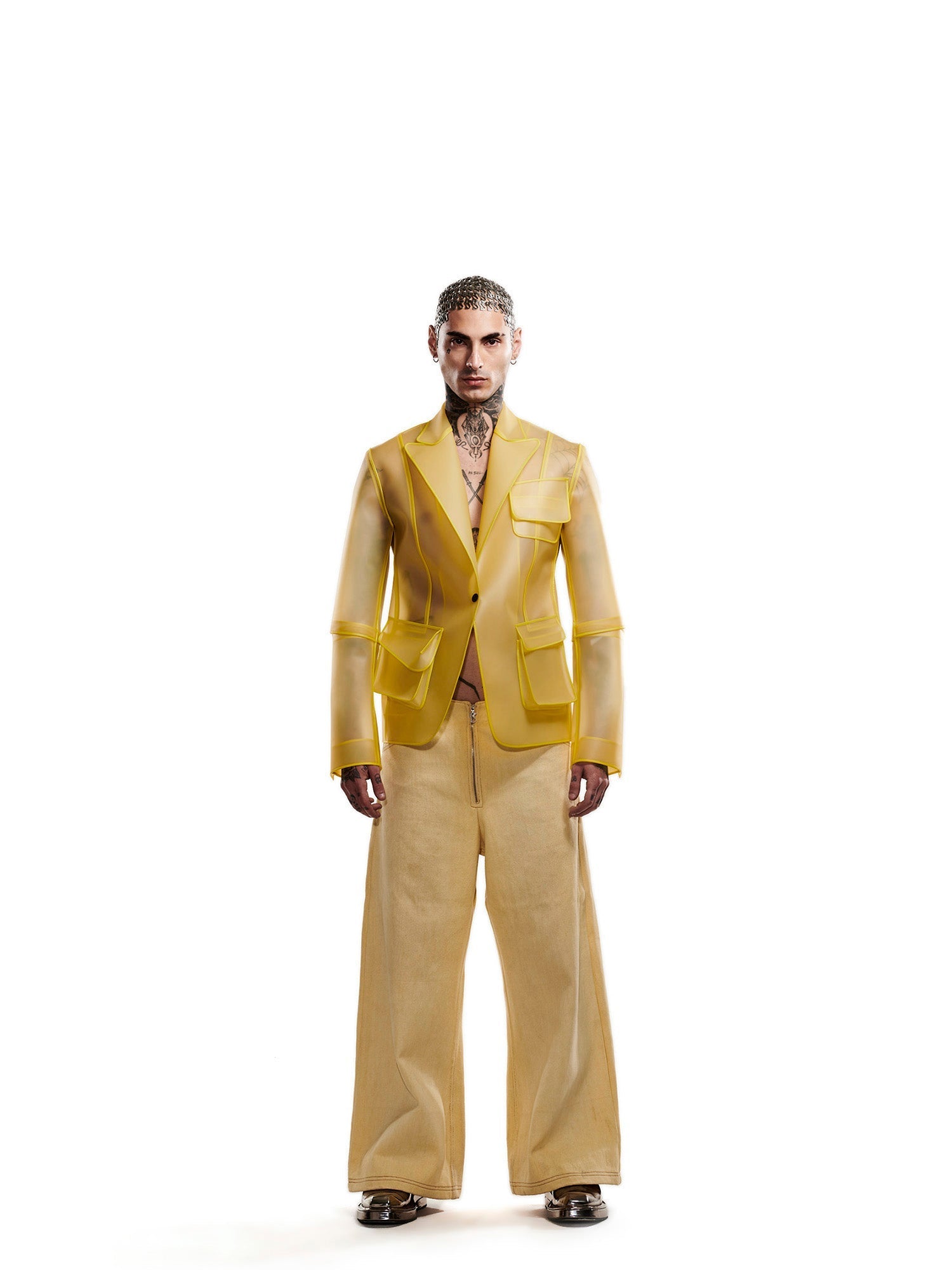 Yellow Handwoven denim pants