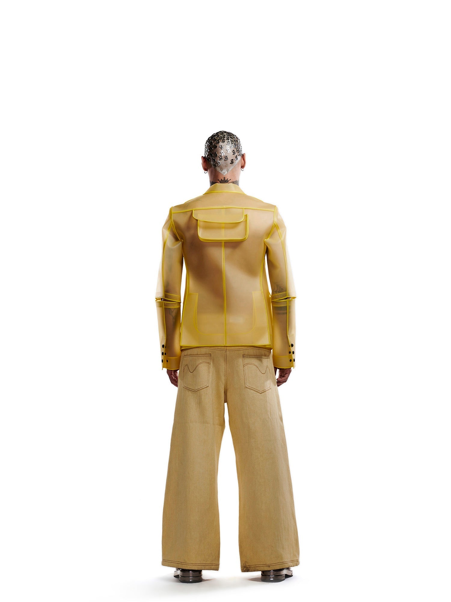 Yellow Handwoven denim pants