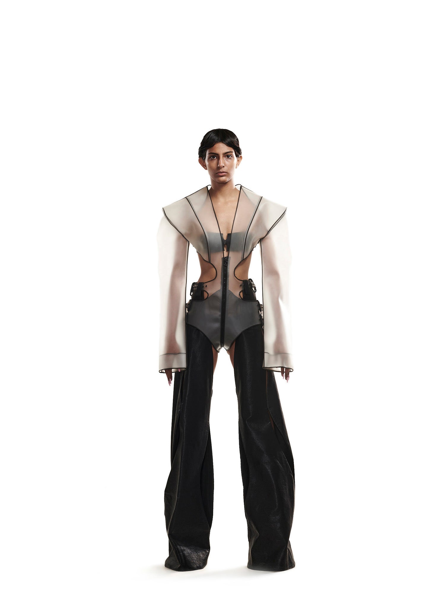 Transparent rubber leotard