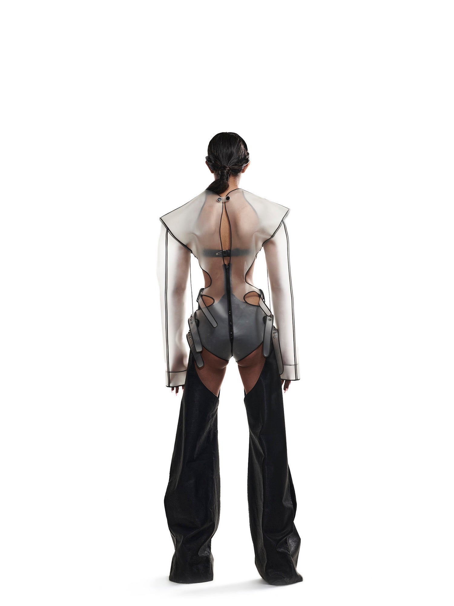 Transparent rubber leotard jacket