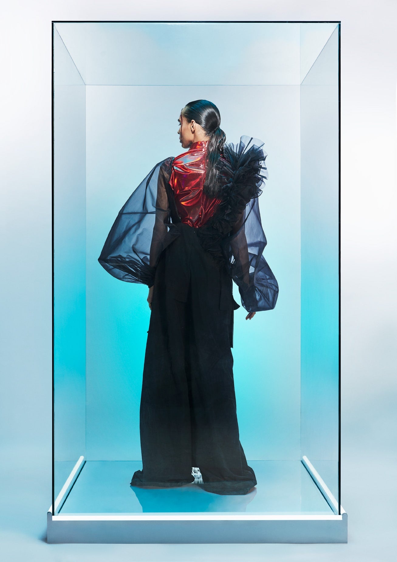 Black ruffled jumpsuit