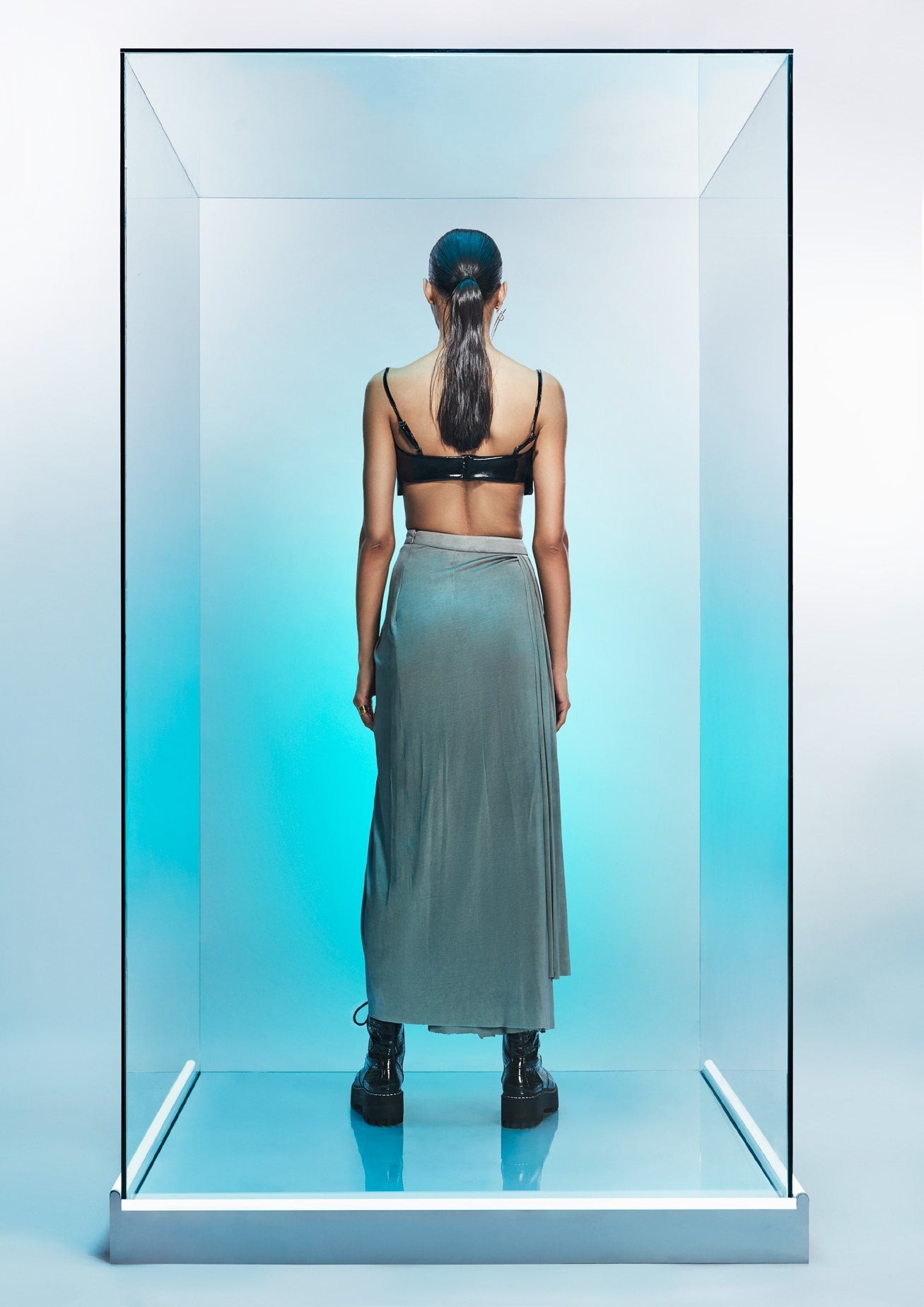 Vegan leather drape bralette