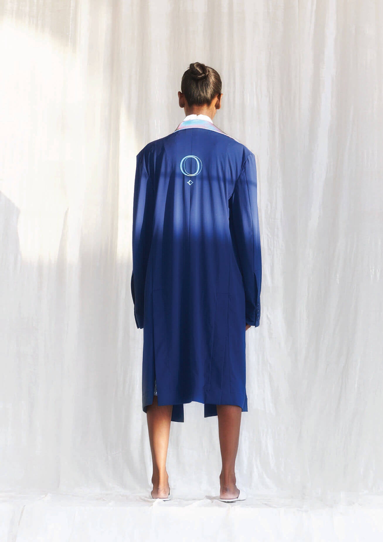 Econyl navy blue trench coat