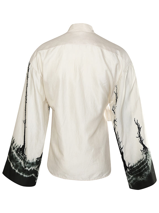 Chanderi embroidered tie-dye kimono