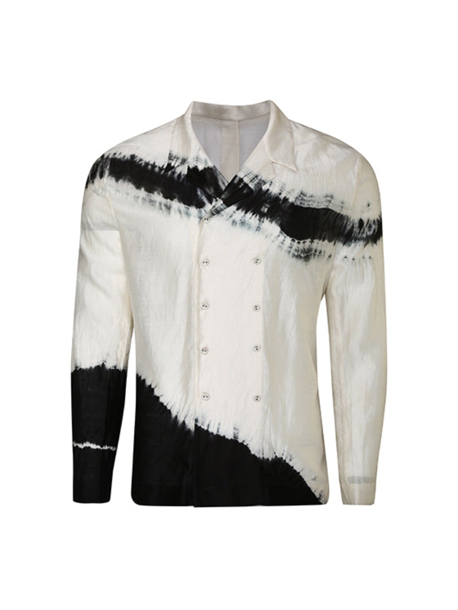 Double breasted tie-dye button down shirt