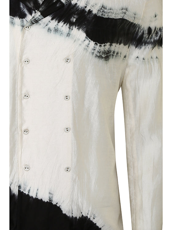 Double breasted tie-dye button down shirt
