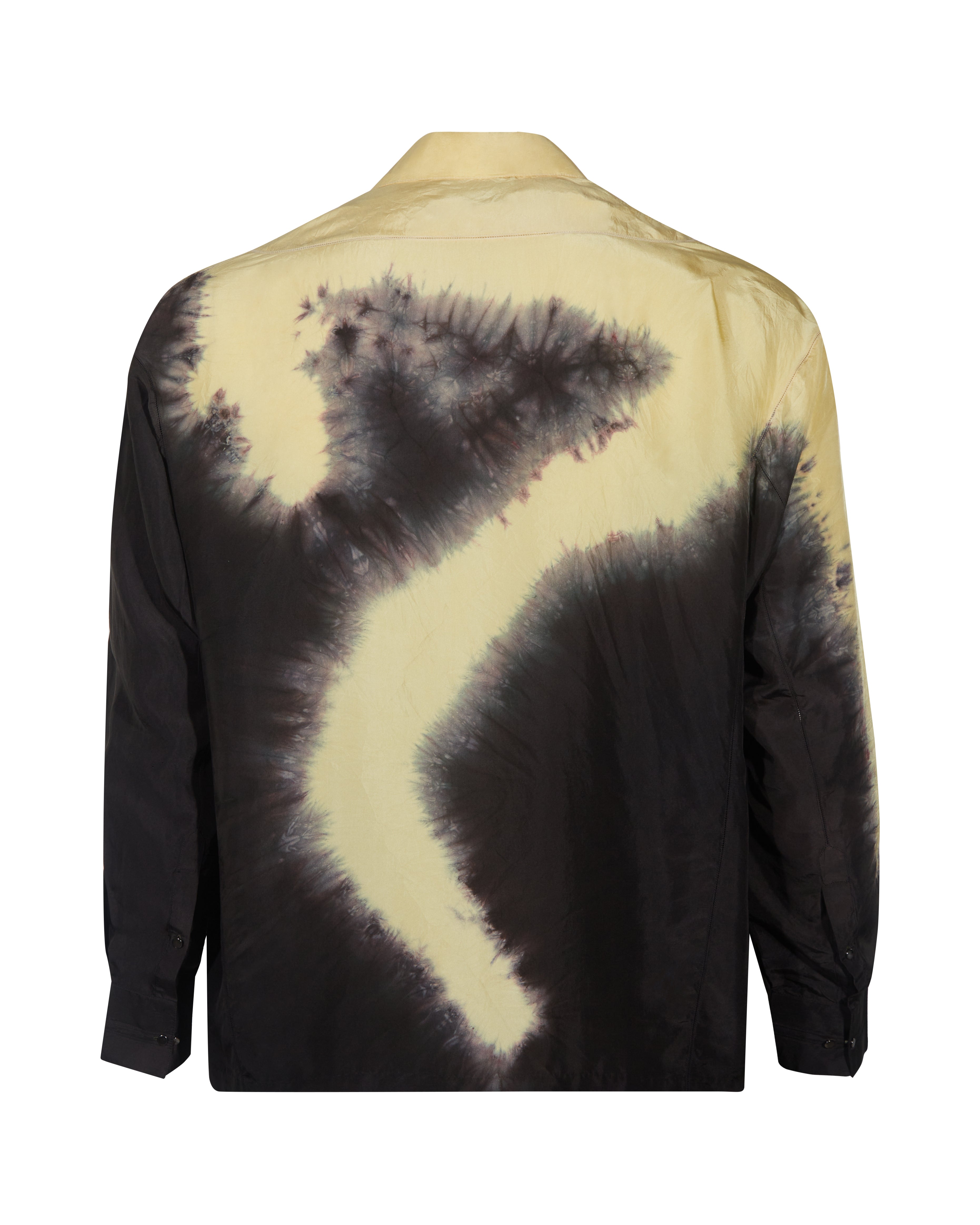 Yellow & brown tie-dye silk shirt
