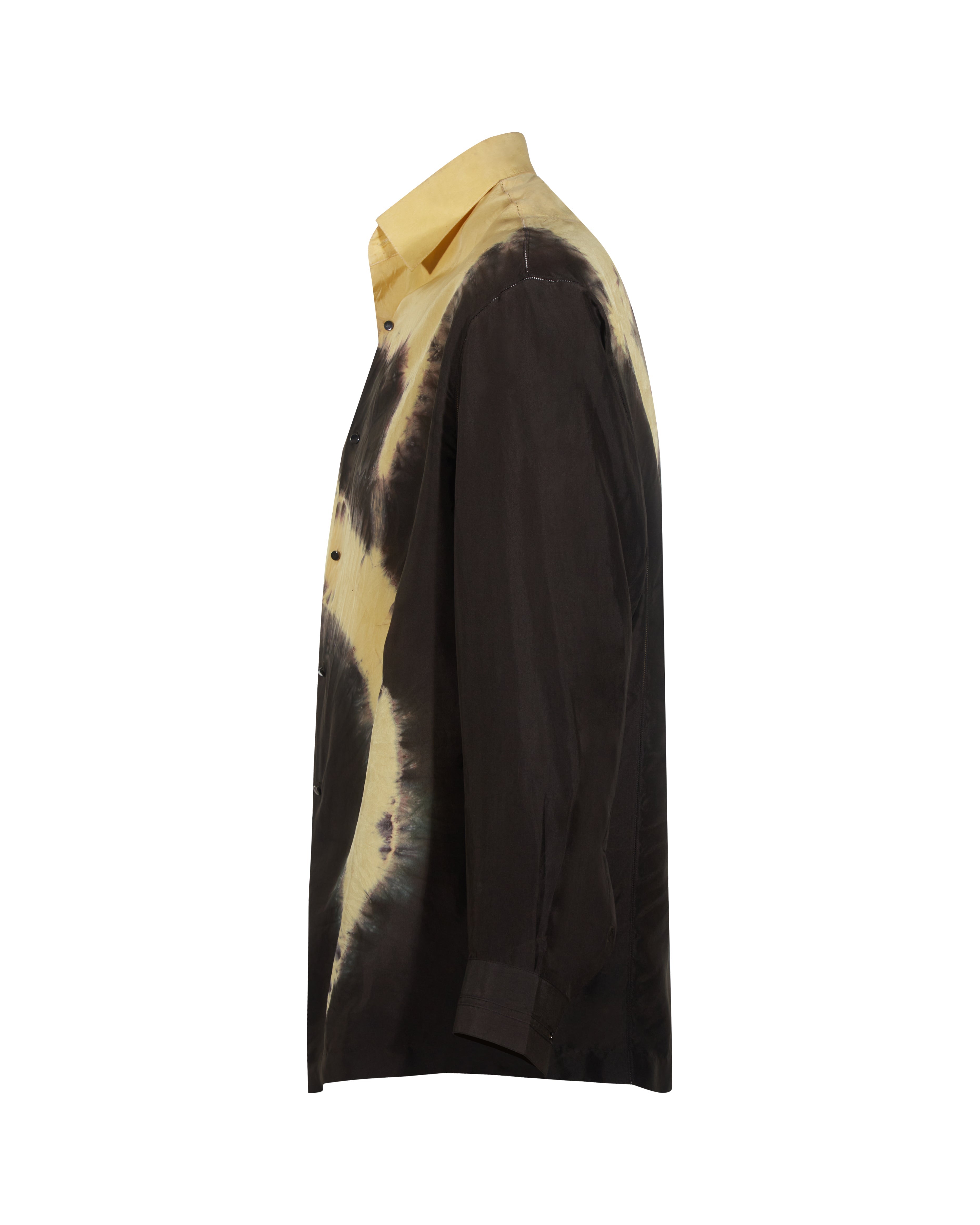 Yellow & brown tie-dye silk shirt